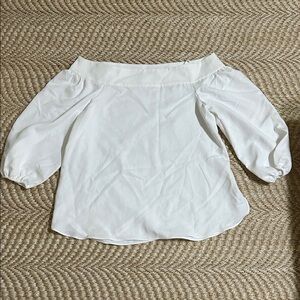 Tibi White Off-Shoulder Puff Sleeve Top